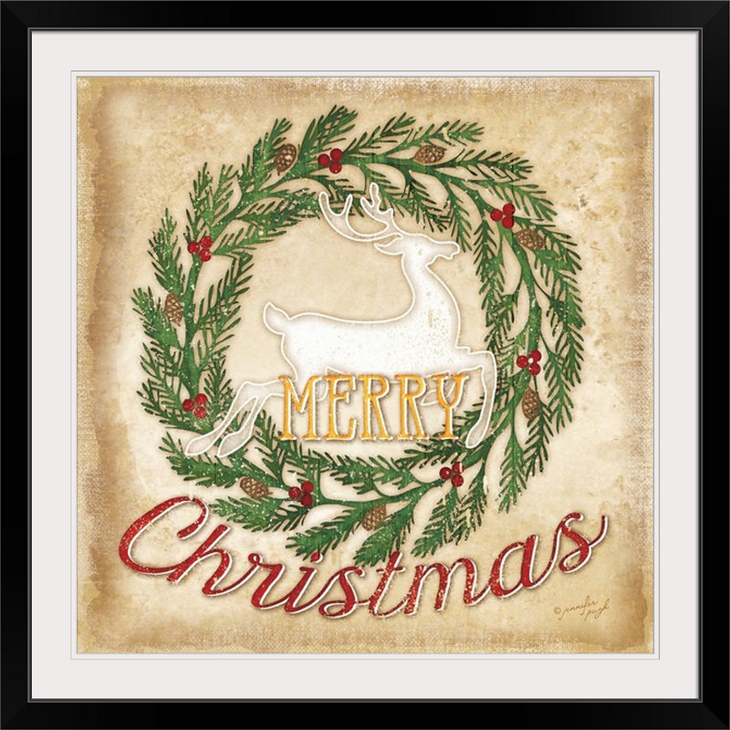 Thuc «Merry Christmas» par Jennifer Pugh, impression, Cadre noir, H 32 po x l 32 po x P 1 po
