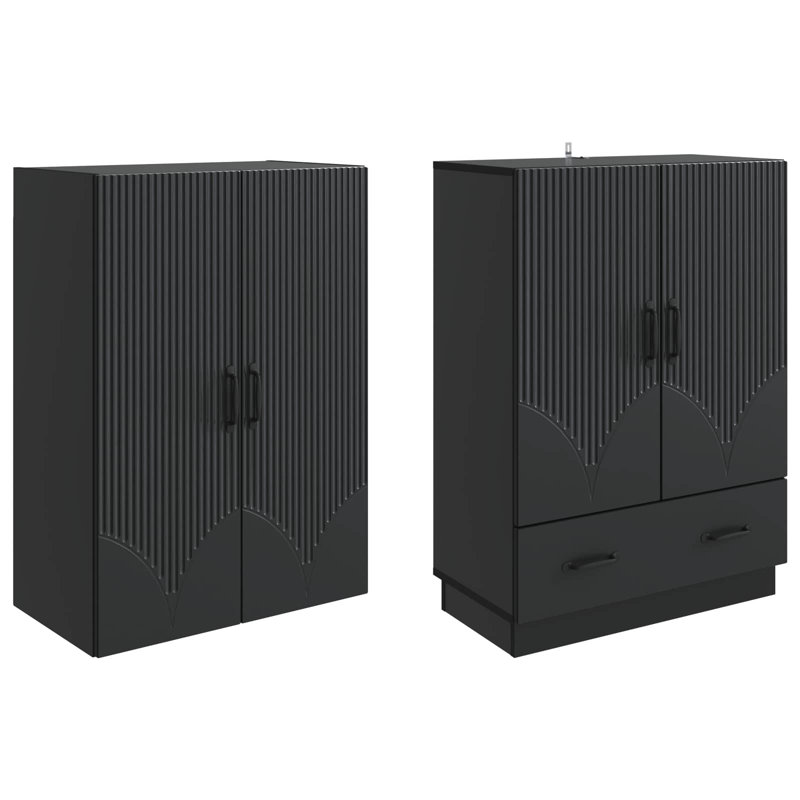 4 -Door 3 Storage Cabinet, Black