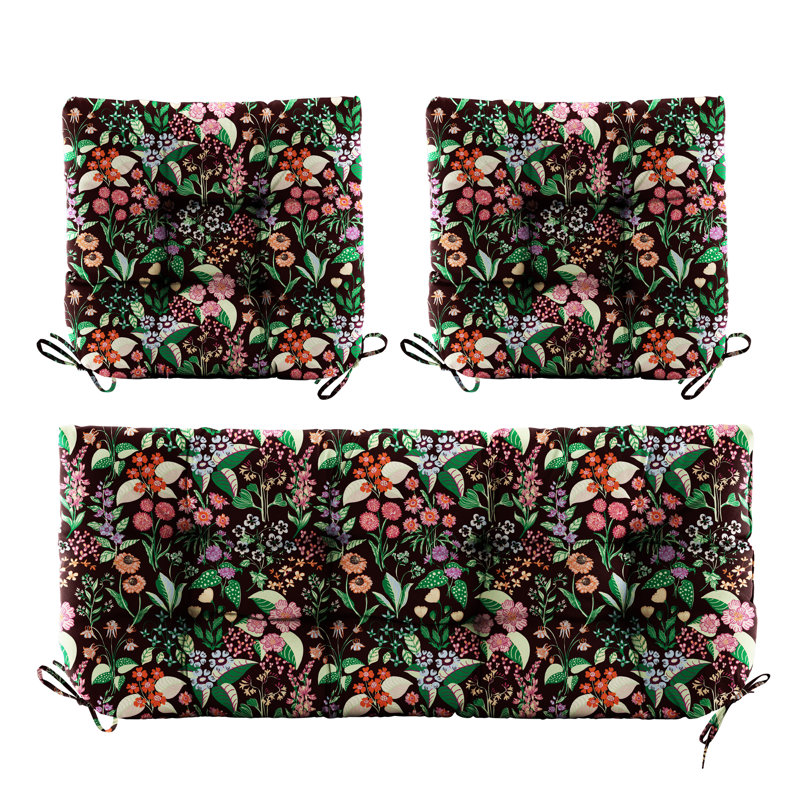 Outdoor 5'' Seat / Back Cushion, Black Floral 1