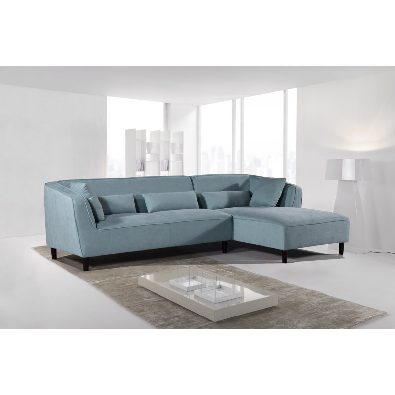 Latour Faux Leather L-Shaped Sectional, Right Hand Facing, Teal Zeal Faux Leather