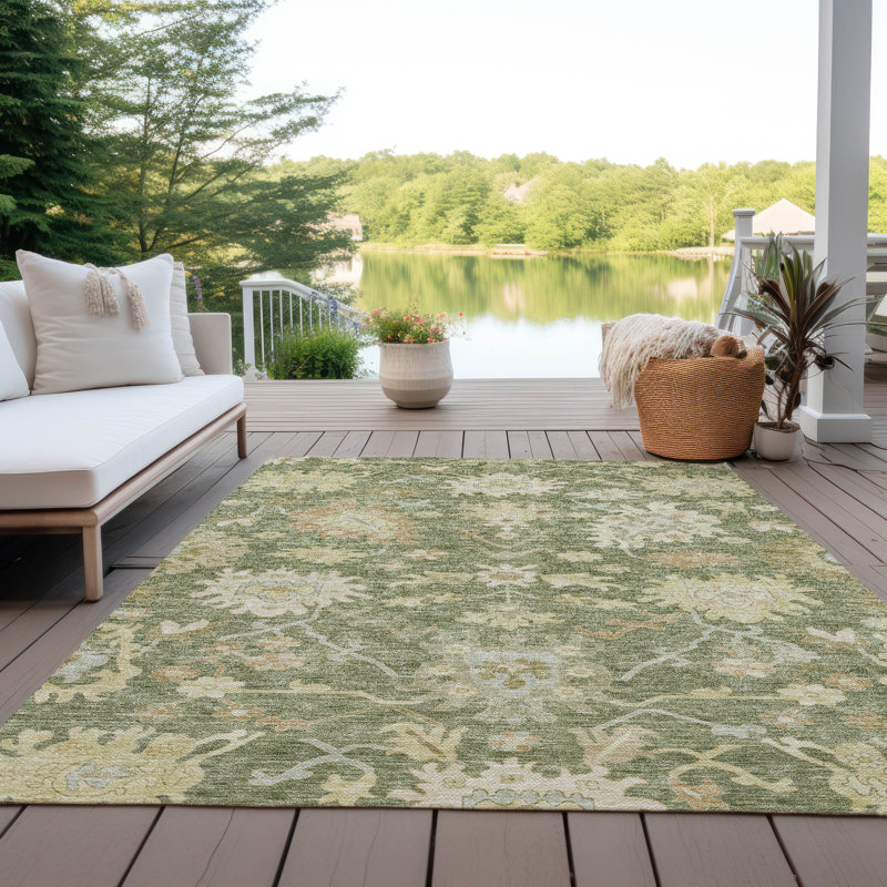 Addison Red Synthetic Washable Non-slip Rectangular Rug 46" x 30"