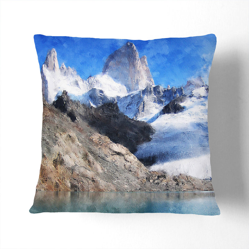 Glacier In Argentina Painting Square Throw Cushion, 55cm H x 55cm W x 20cm D
