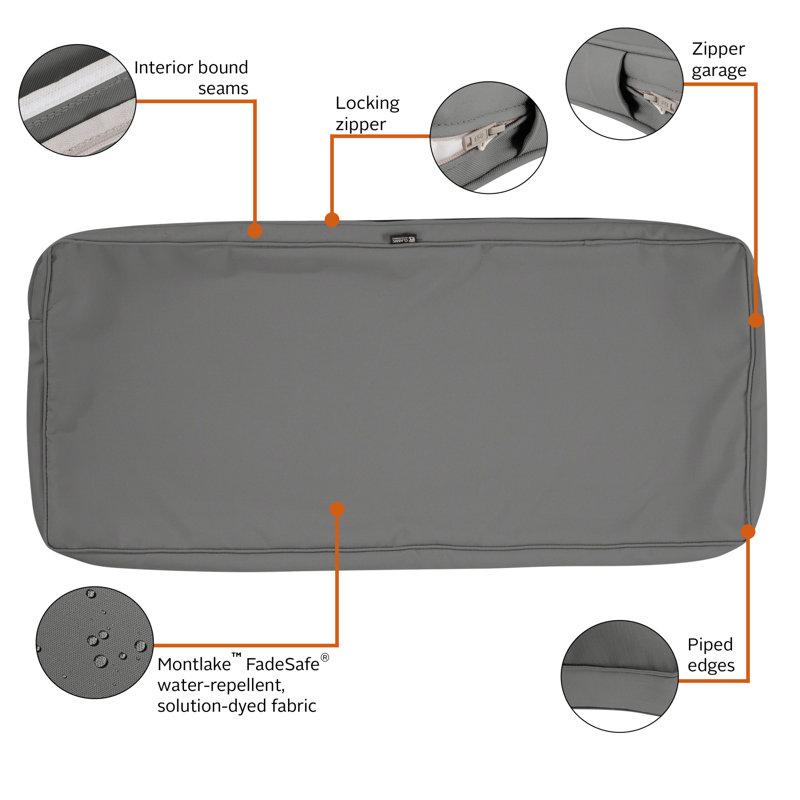 Pina Outdoor 3'' Bench Cushion Cover, 3" H x 59"W x 18"D, Charcoal gray