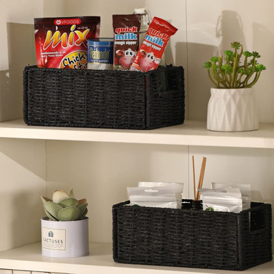 Ensemble de 2 paniers de rangement pliables en corde de papier, organisateur décoratif et panier de papier hygiénique pour tablettes