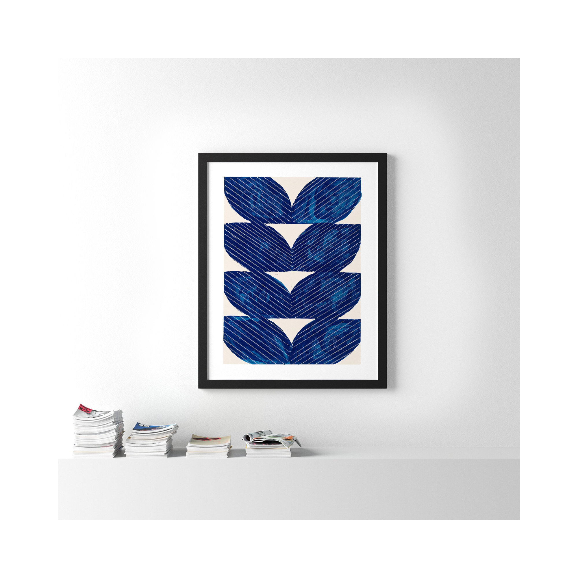 Navy Chevron by Andrea Stokes, 50" H x 40" W x 1.25" D, Black