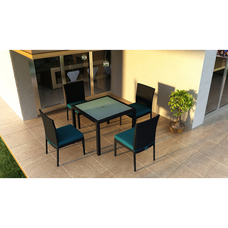 Urbana Outdoor 9 - Piece Dining Set with Cushions, Canvas Natural Sunbrella® Canvas, Canvas Natural Sunbrella® Canvas