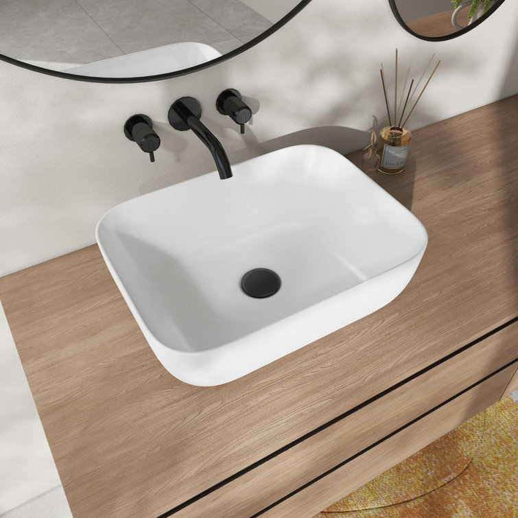 16" X 12''  Rectangular Vitreous China Bathroom Vessel Sink in White