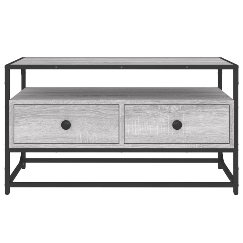 Meuble télé en bois d'ingénierie, acier, Gris