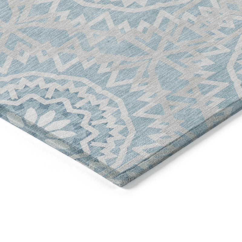 Khiron Washable Geometric Indoor / Outdoor Rug, Rectangle 10' x 14'