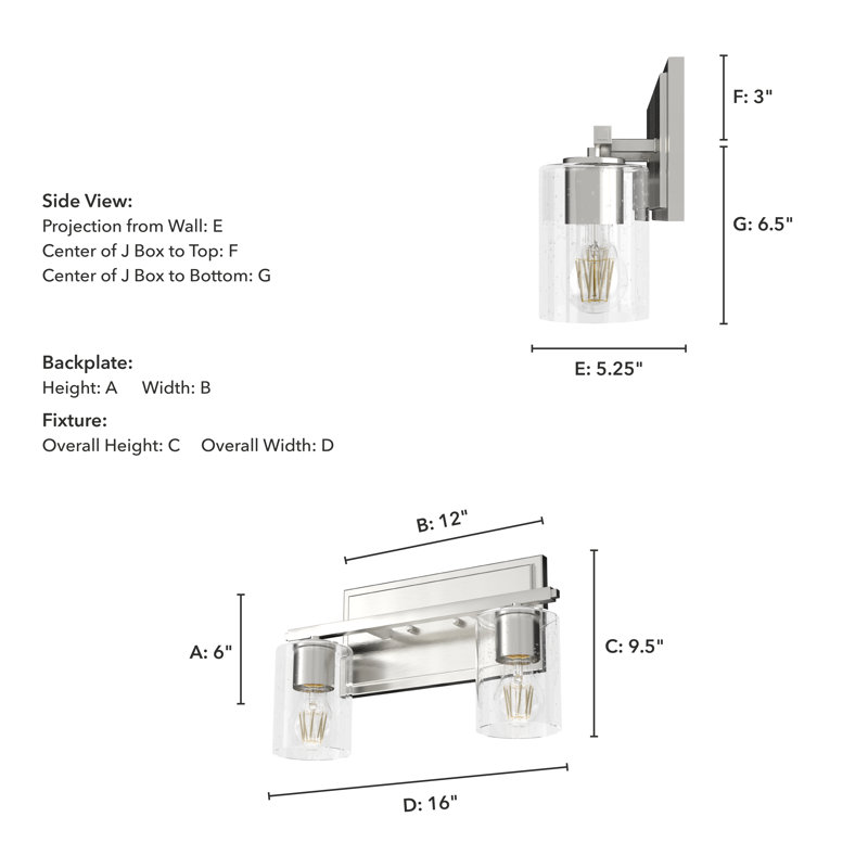 Éclairage pour meuble-lavabo à 2 lumières à intensité variable Kerrison, Nickel brossé