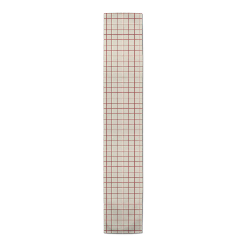 Red And Cream Check Table Runner, 72" x 16", Red/Cream
