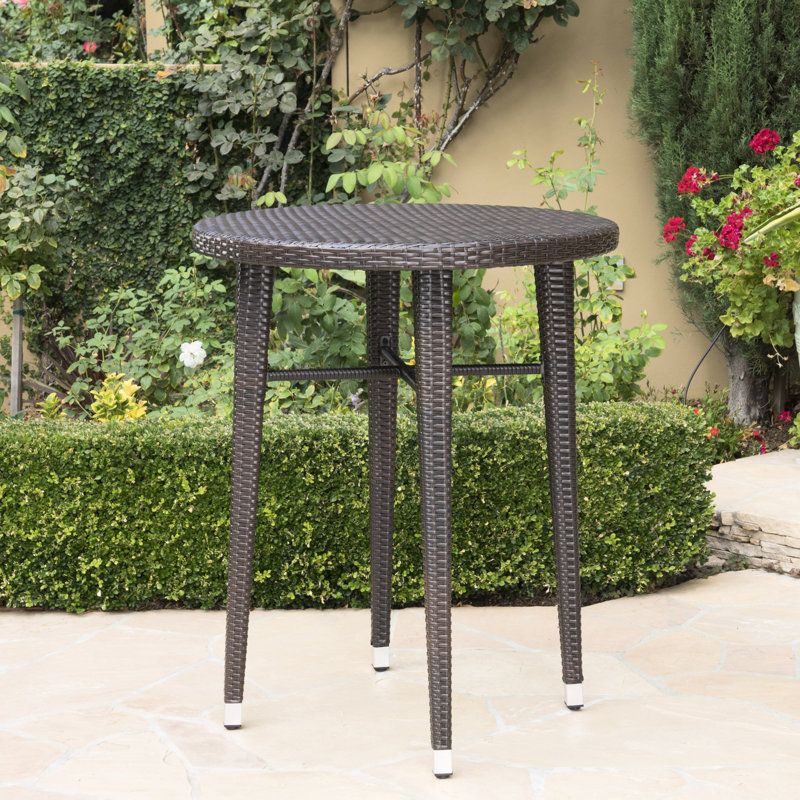 Table de bar d'extérieur, élément de formation en fer et toutes saisons, H 41 po x l 32,5 po, construction multi-marques brun reconnaissable, hauteur, largeur, longueur, couleur principale