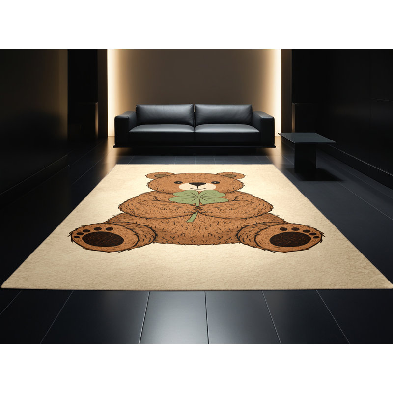 Soft Plush Eurydamas St Patties Modern & Contemporary Abstract Area Rug in Beige – Beige Binding, 2x5