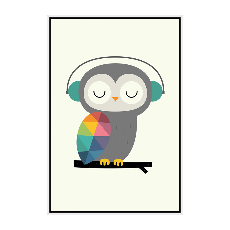 «Owl Time» par Andy Westface - impression d'art graphique, Toile blanche encadrée, Pas de tapis, H 60 po x l 40po x P 1,5 po