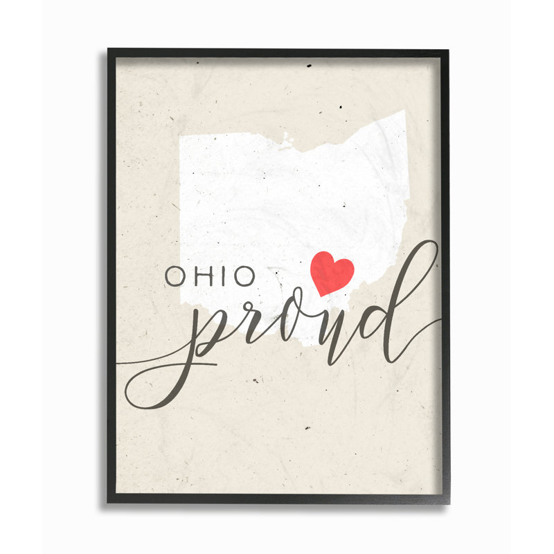 «Ohio Proud with Heart» par Daphne Polselli - impression d'art textuel, H 20 po x l 16 po x 1,5 po