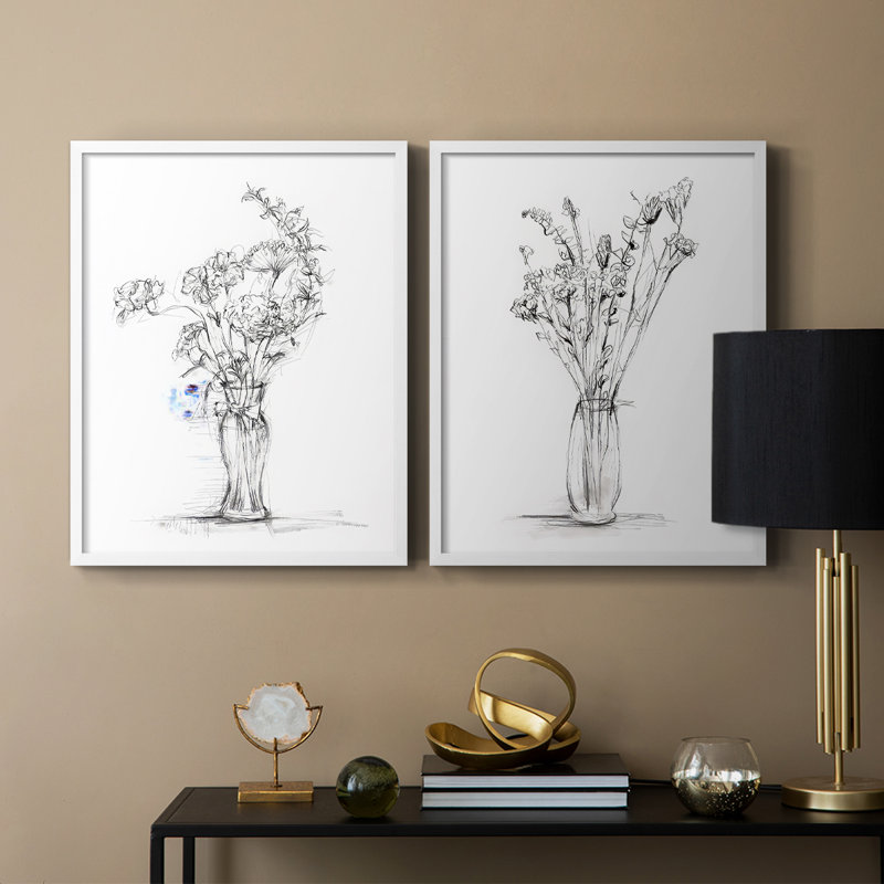 «Wild Bouquet Study I», reproduction encadrée de qualité supérieure - prête à être accrochée - aucun clou requis - aucun clou requis