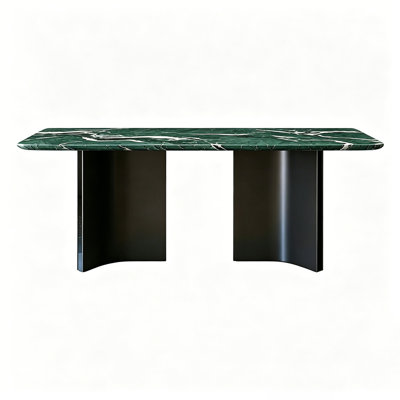 70.87" Modern Natural Luxury Quartz Stone Dining Table Dark Green Rectangle Kitchen Table