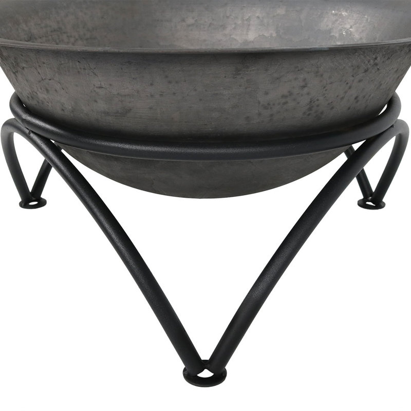 23.5" Dark Gray Cast Iron Wood-Burning Fire Pit Bowl with Stand