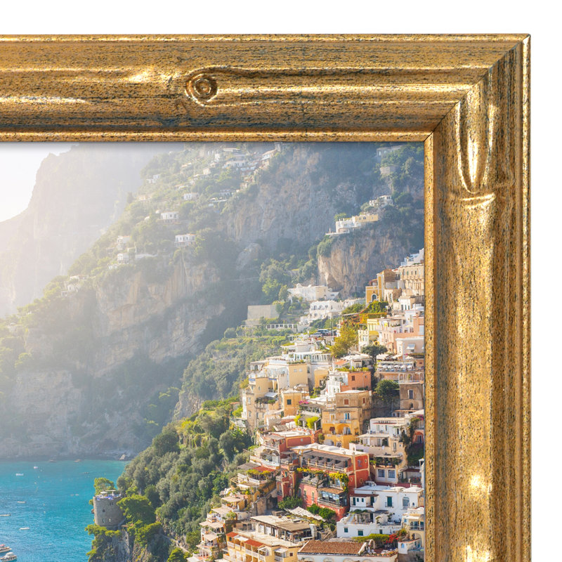 Picture Frame - Gold Bamboo Frame With Faux Bamboo Design - Easel Stand And Shatter Resistant Glass, 4" W x 6" H