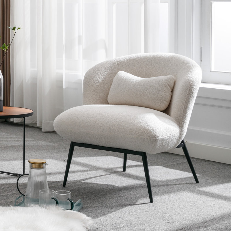 Chaise d'appoint rembourrée avec pieds en métal, Blanc