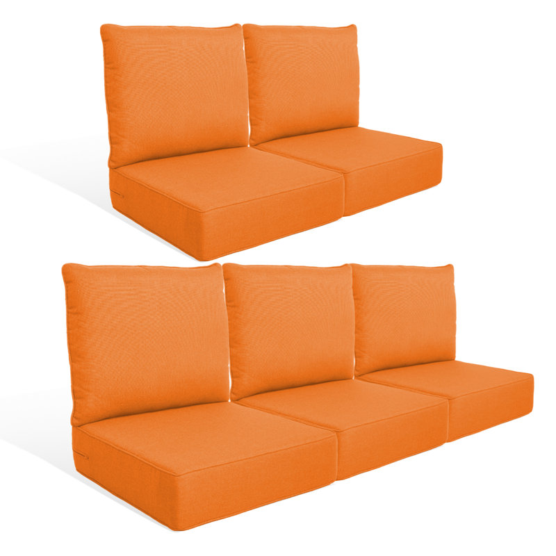 Coussin de siège / dossier de remplacement pour l'extérieur 6 po, 5, L 22 po x P 24 po, Orange