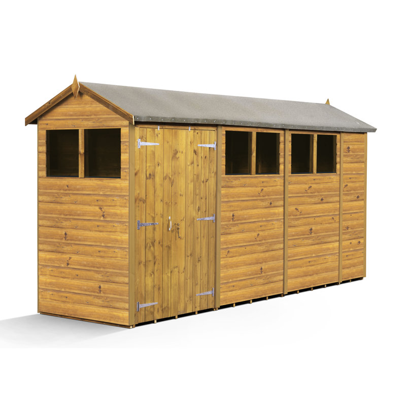 Modular Apex Garden Shed With Windows Double Door, 220.98cm H x 302.26cm W x 119.38cm D