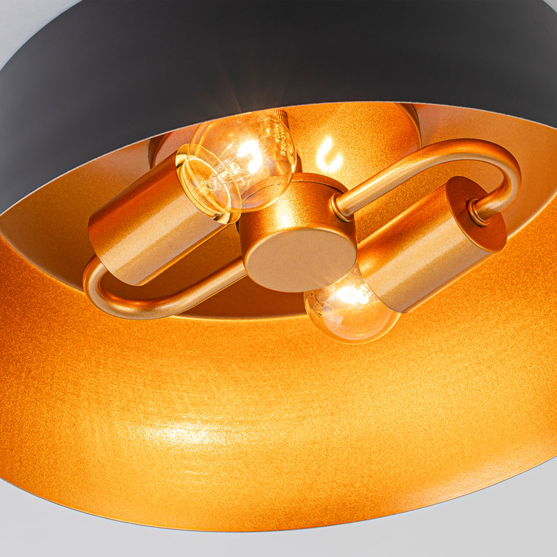2-Light Modern Matte Black Metal Flush Mount