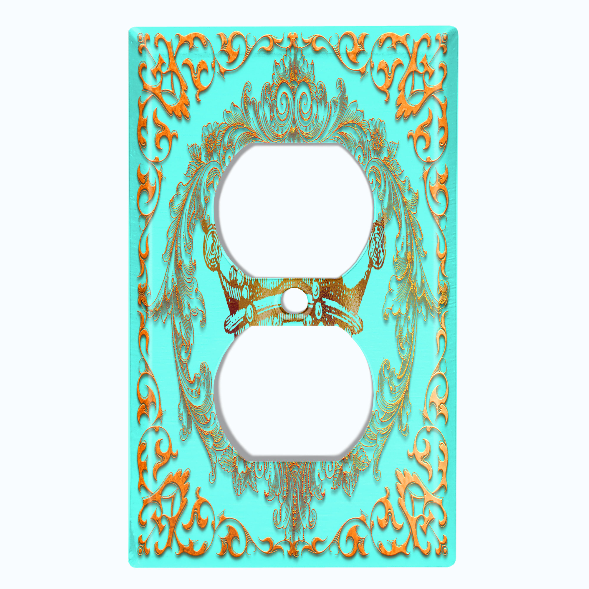 WorldAcc Metal Light Switch Plate Outlet Cover (Royal Crown Teal Yellow ...