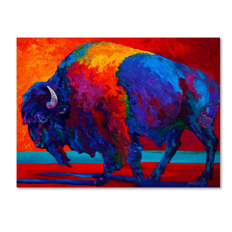 " Abstract Bison " by Marion Rose, 35" H x 47" W x 2" D
