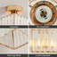 Luxurious Square Gold Crystal Ceiling Light 