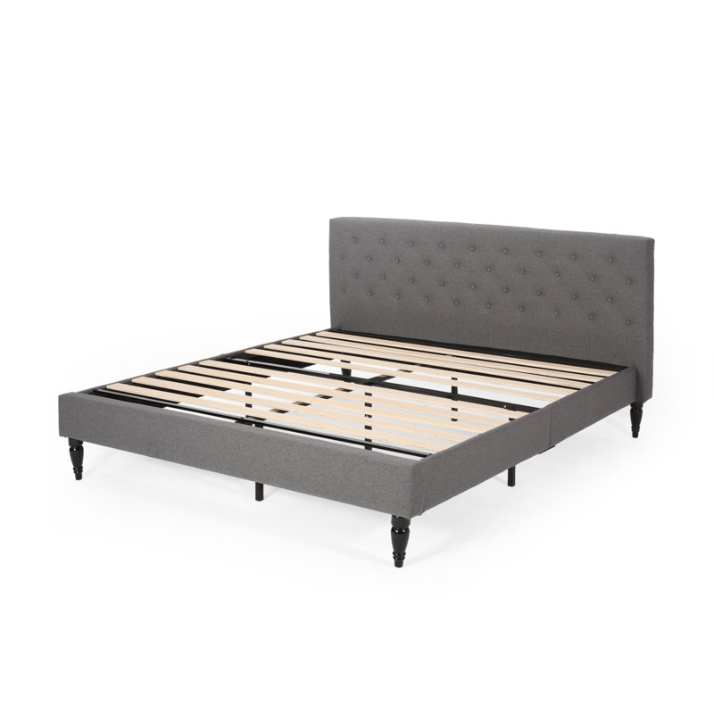 Lit plateforme tapissier Cholet, Charcoal Grey, Très grand
