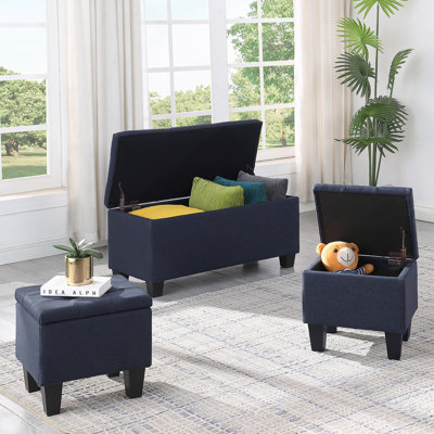 Grand ensemble de repose-pieds avec rangement, repose-pieds combiné 3 en 1, repose-pieds en lin