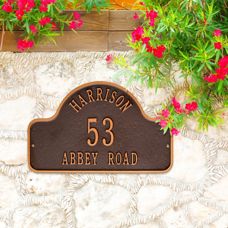 Plaque d'adresse murale sur 3 lignes Lexy, Cuivre antique, Oui