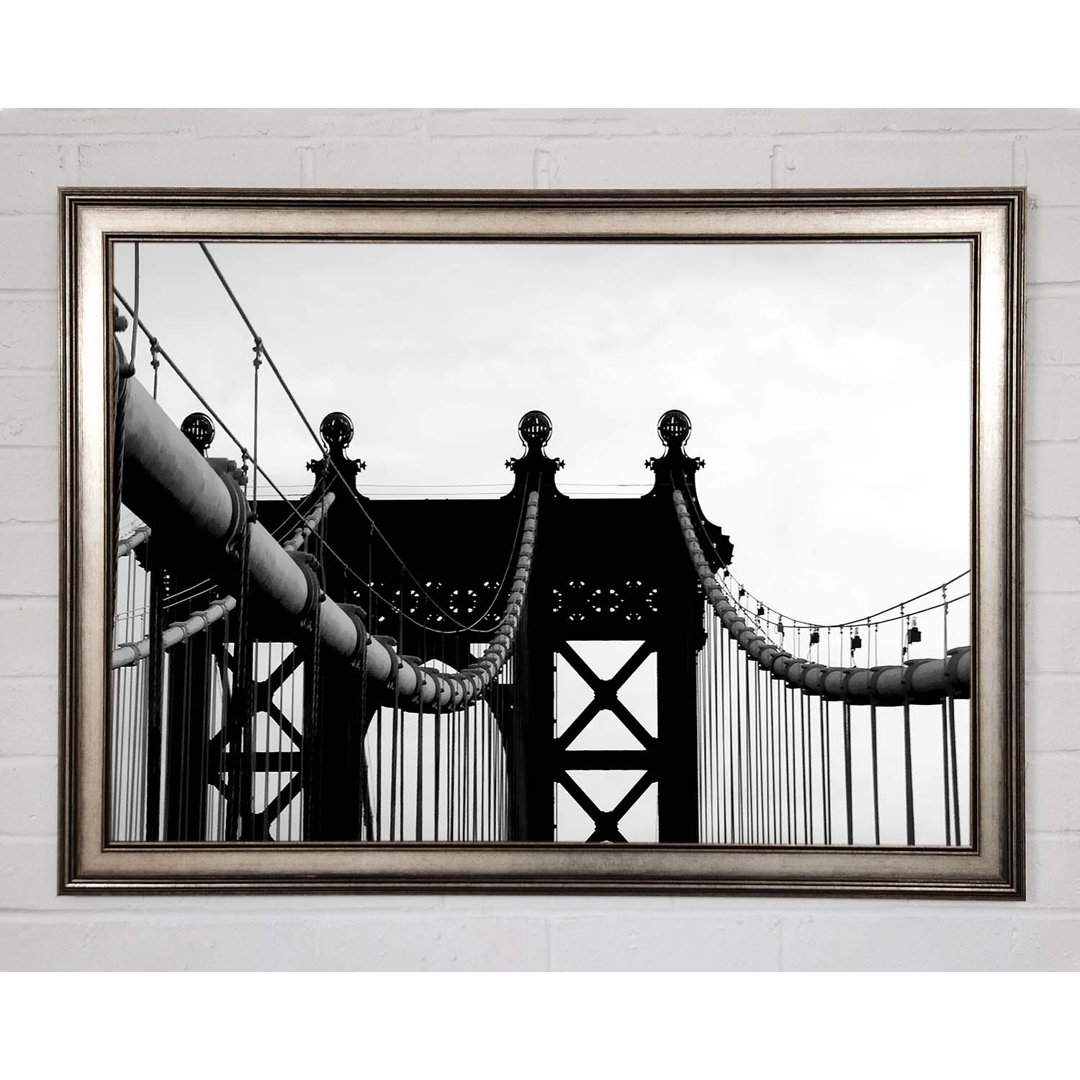 Brooklyn Bridge Nahaufnahme B N W - Einzelner Bilderrahmen Kunstdrucke