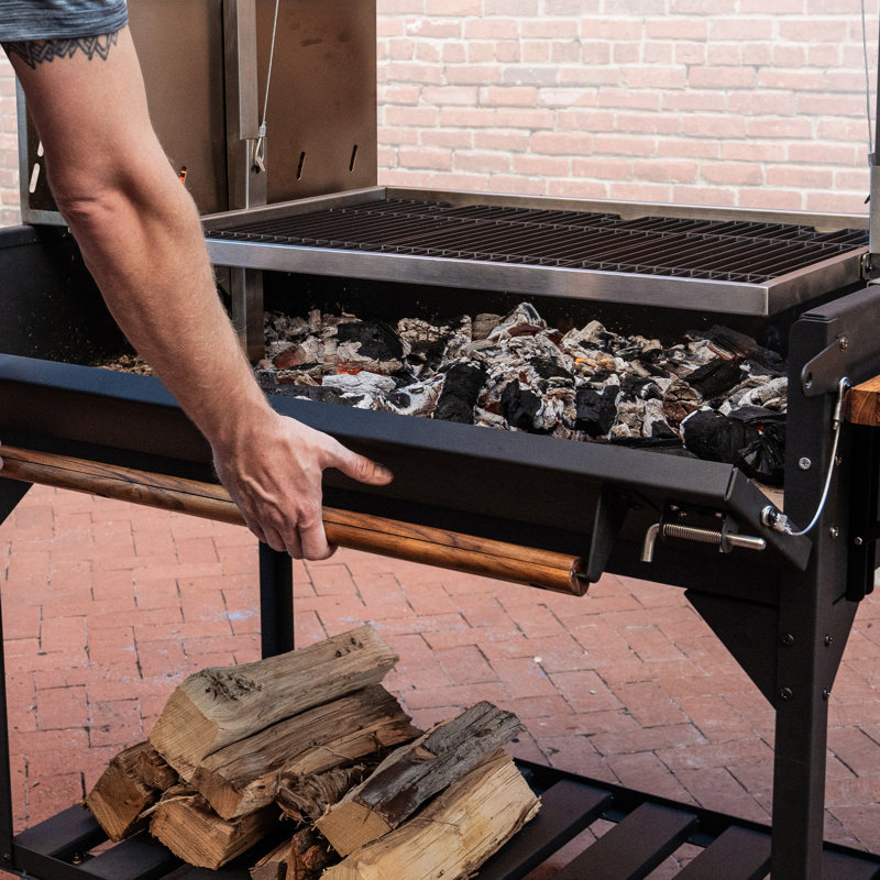 Backyard Discovery Argentine Santa Maria Wood Fire & Charcoal Steel BBQ Grill with Brasero and Adjustable Grates