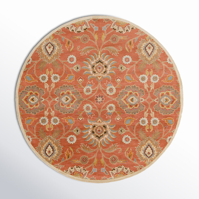 Tapis orange en laine touffeté à la main Arden, Rond 6 pi