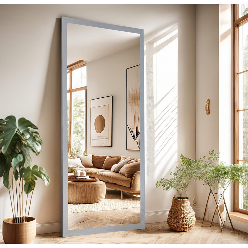 Miroir en bois franc Ebark Designs Ebark - chêne rouge 2 po, Gris, 73 po x 30 po