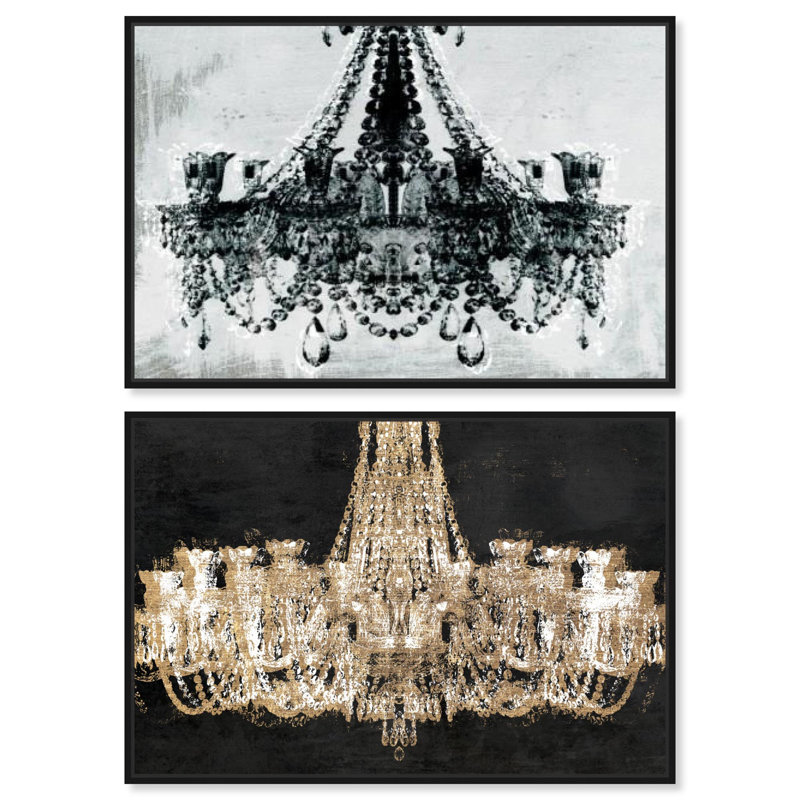 Décoration murale abstraite sur toile Golden Luxe Glam par Art Remedy, H 11 po x l 16 po, Structure noire