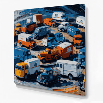 Transportation Delivery and service vehicle art Purple Metal Wall Art