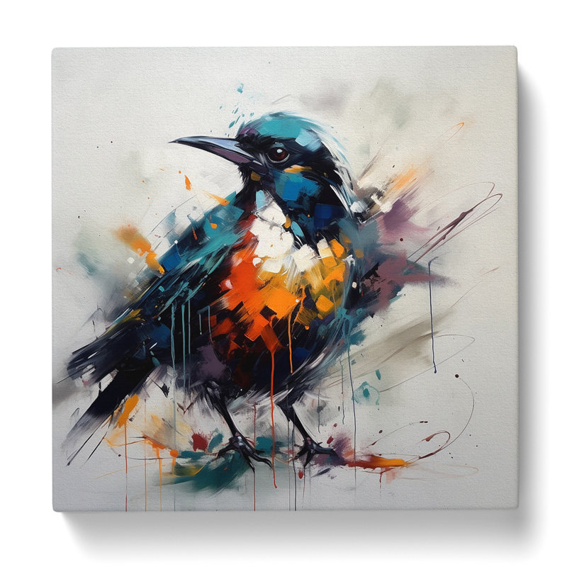 Bird Gestural Art No.2 - Wrapped Canvas, 35cm H x 35cm W x 3cm D