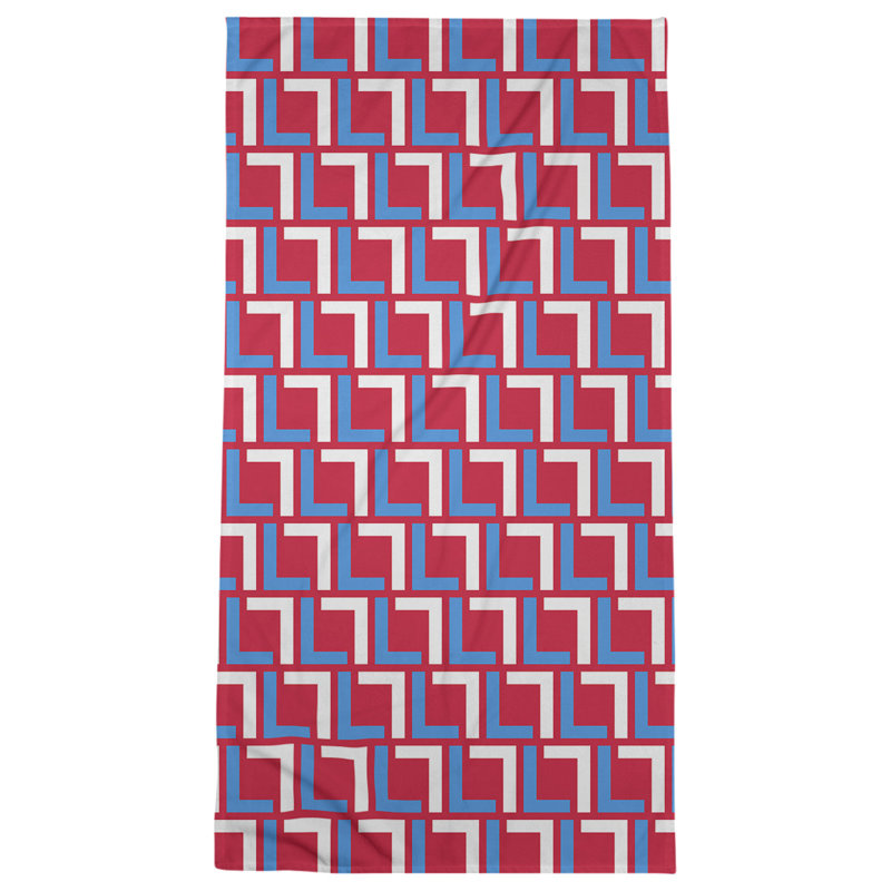 Serviette de bain, Rouge / bleu clair / blanc
