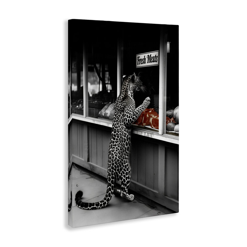 Art mural toile Leopard with Fresh Meats, design par Sophie 6, H 20 po x l 30 po