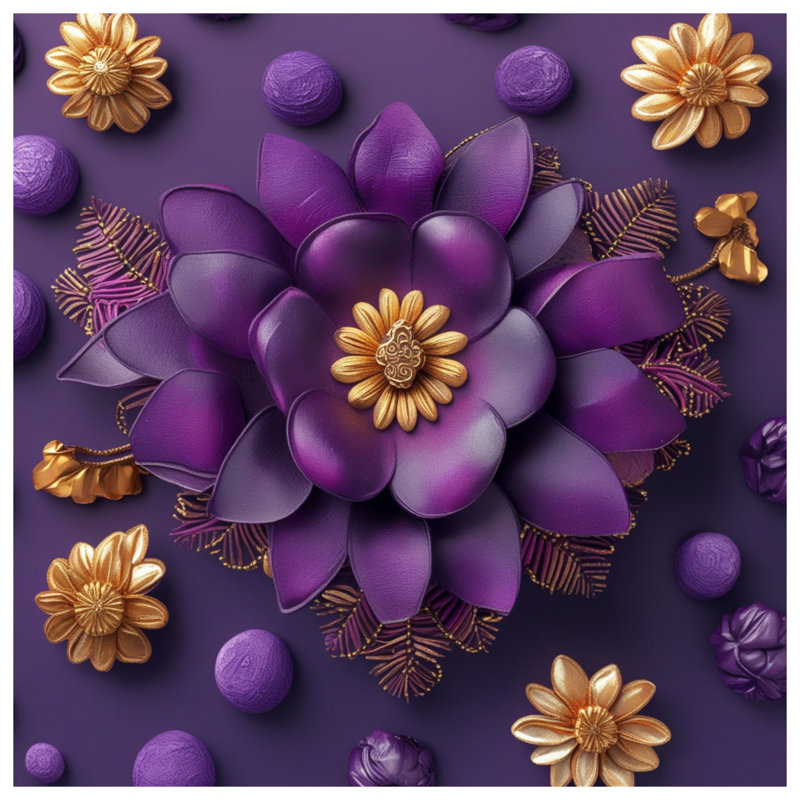 Édredon floral mauve et doré, Simple extra long