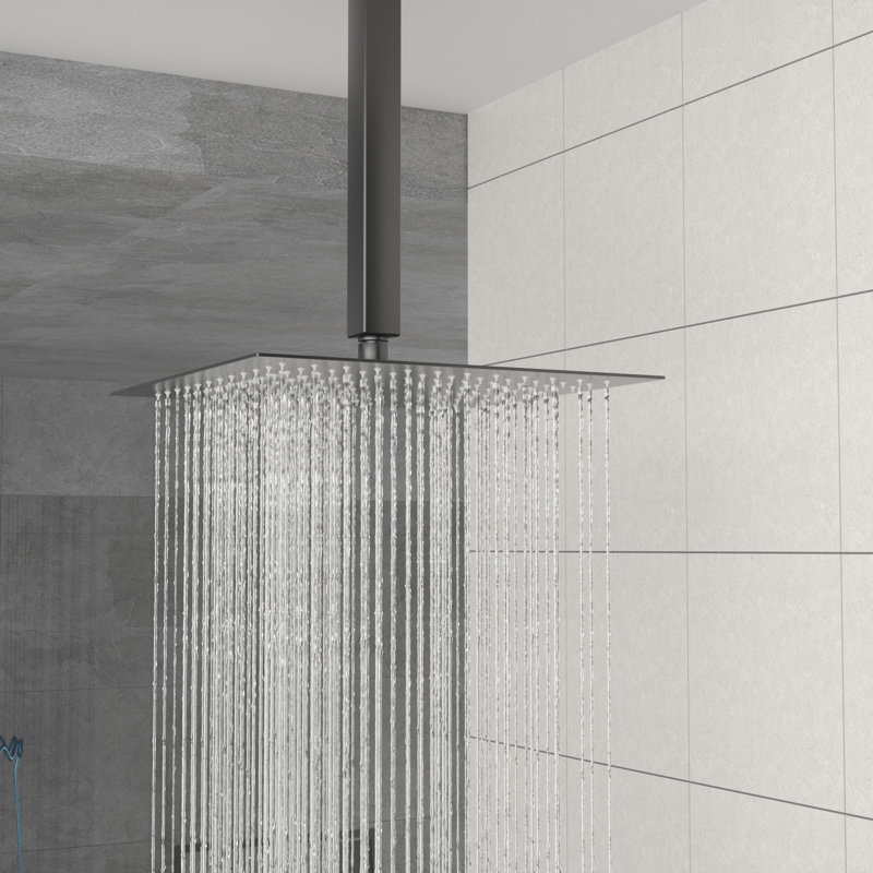 10 Inch Ceiling-Mounted Square Shower System and Handheld Showerhead Set, Matte Black