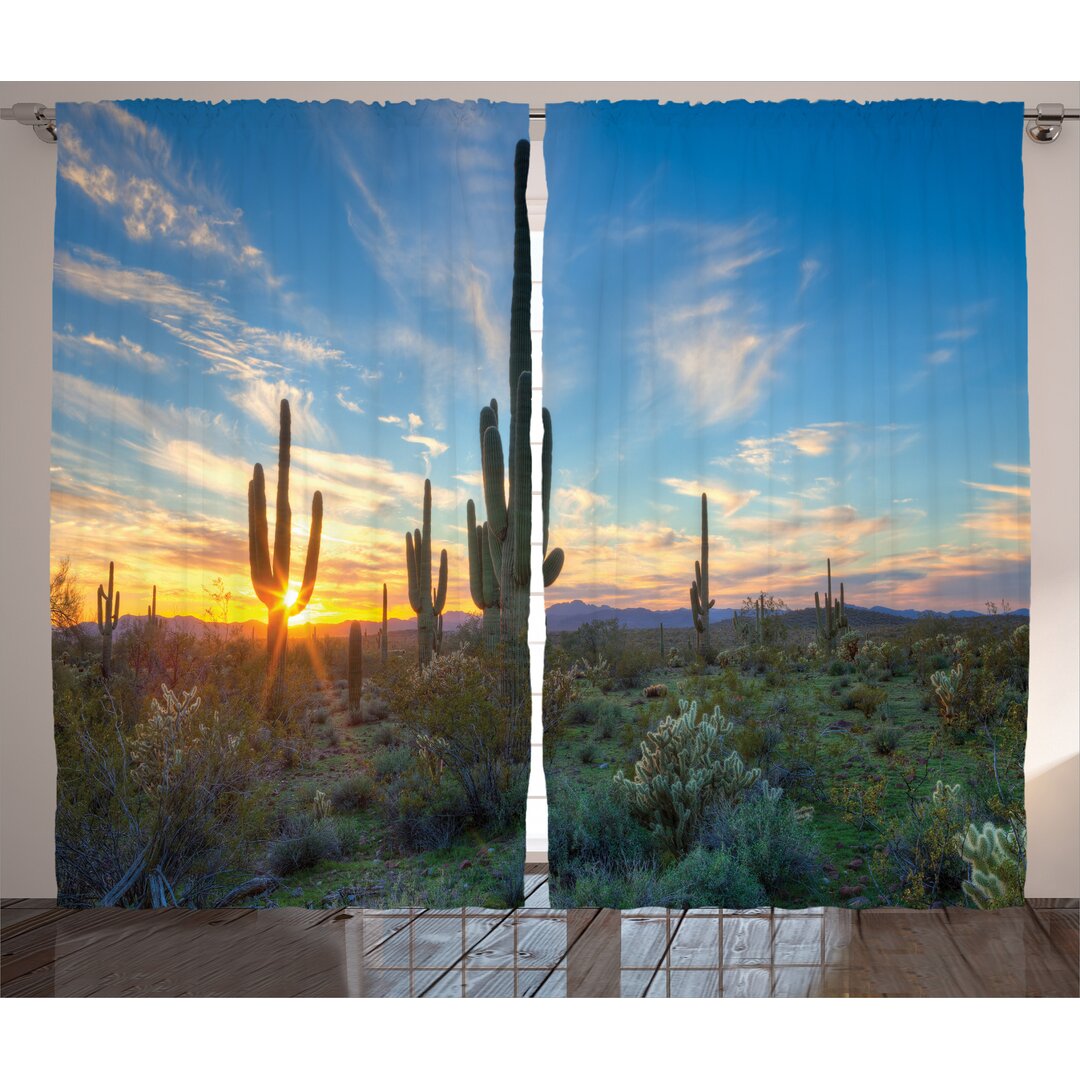 Rustikaler Vorhang, Cactus Noon, Saguaro, Grün blau