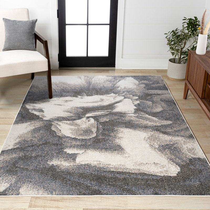 Tapis gris / crème Crapse, Rectangle 3 pi 11 po x 6 pi
