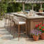 Ensemble de bar de patio en métal durable, finition teck et style moderne pour l'extérieur