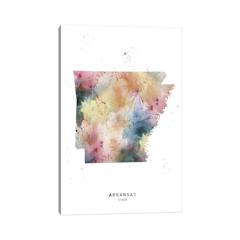 Carte de l'État du Montana à l'aquarelle, H 40 po x l 26 po x P 1,5 po, Arkansas