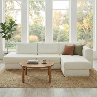 L-shaped Modular Sectional Sofa Corner Sofa Couch with  Double Layer Cushions for Living Room