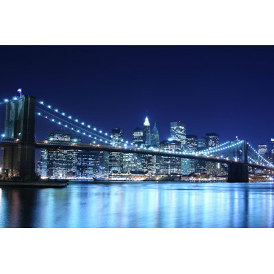 Garcelle Brooklyn Bridge At Night - Wrapped Canvas Print